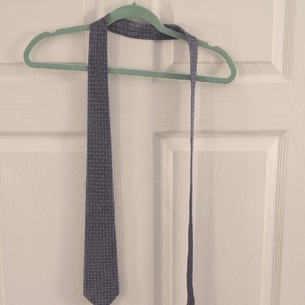 Valentino Blue and Gray Patterned Tie 100% Silk